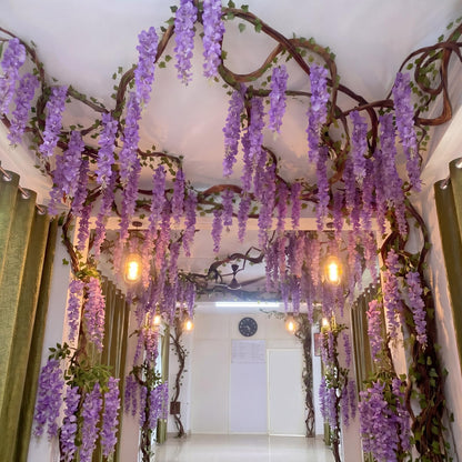 Giegxin DIY Wisteria Tree Hanging Flowers Branches 3D Paper Blossom Tree for Home Classroom Wall Spring Decor Fake Ceiling Flowers 20 Wisteria Branches for Indoor Bedroom Forest Background(Pruple)