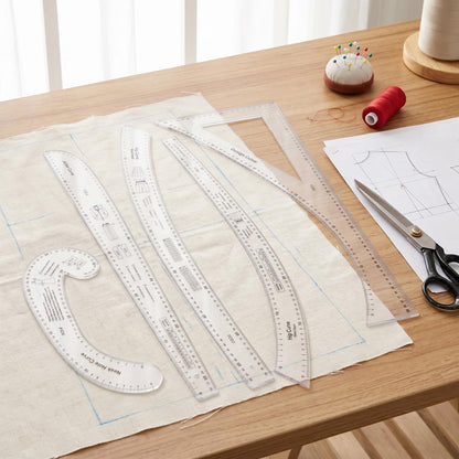 Professional Sewing Ruler Set, 7-Piece French Curve Pattern Making Rulers for Tailors, Designers, Beginners