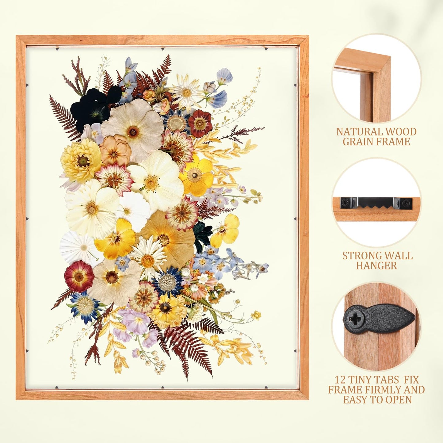 Leinuosen 2 Pcs Floating Picture Frames 16x20 Double Glass Pressed Flower Wooden Frames Wall Tabletop Display Photo Gift for Home Office Plant Specimen Embossed Designs