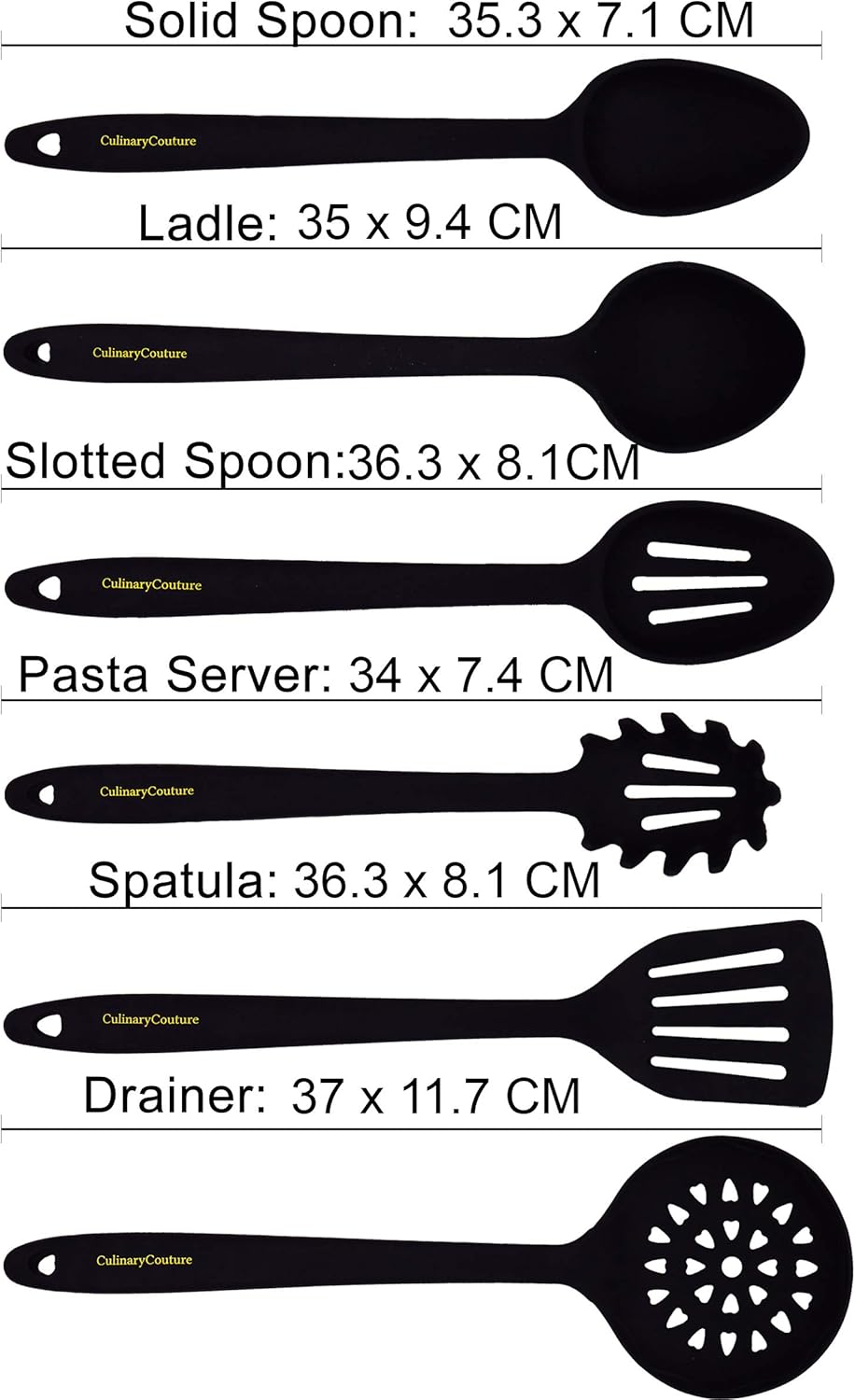 Culinary Couture Aqua Sky Silicone Cooking Utensils Set - Heat Resistant Kitchen Tools with Bonus Recipe Ebook