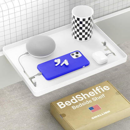 BedShelfie Bedside Shelf for Dorm Room Bunk Bed & Top Bunk, College Dorm Room Essentials, Bedside Caddy, Clip on