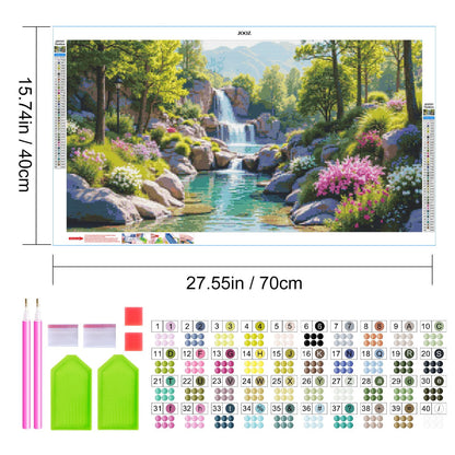 JOOZ Large Diamond Art Kits for Adults - 5D Landscape Diamond Painting Kits for Adults, DIY Full Drill Diamond Art Painting Waterfall for Beginners, Gem Art Kits for Home Wall Decor 27.5x15.7 Inch