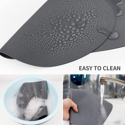 IYYI Silicone Placemats, Dining Placemats Set of 4, Waterproof Placemats for Kids, Heat Resistant Non-Slip Silicone Mats for Dinner Table, Dishwasher Safe (Light Gray, 17.7" ×12")