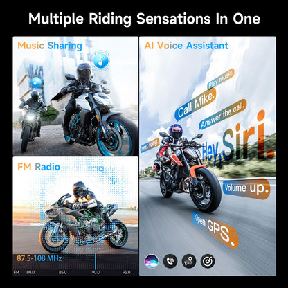 Motorcycle Intercom Headset, Moman H2E Eagle-Like Communication System with Dual Chips for Audio Multitasking HiFi Sound/Music Sharing/FM/AI Voice (2Pack), Motorcycle-Intercom-Helmet-Headset-Headphone