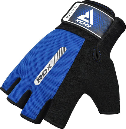 RDX Weight Lifting Gloves Gym Fitness Workout, Anti Slip Padded Full Palm Protection, Ultra Ventilated, Bodybuilding Strength Training HIIT WOD Exercise, Half Finger Men Women Cycling Rowing Climbing