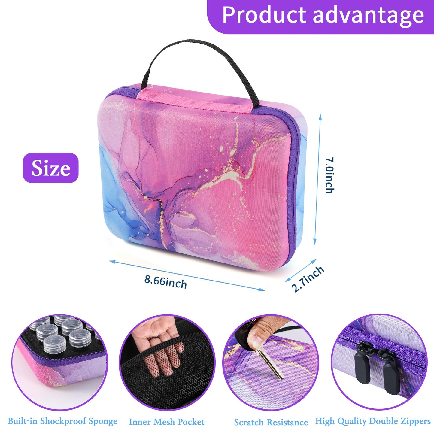 LYMUSUMI 30 Slots Diamond Art Storage Containers for Adults Portable Bead Storage Boxes for Diamond Painting Accessories and Tools