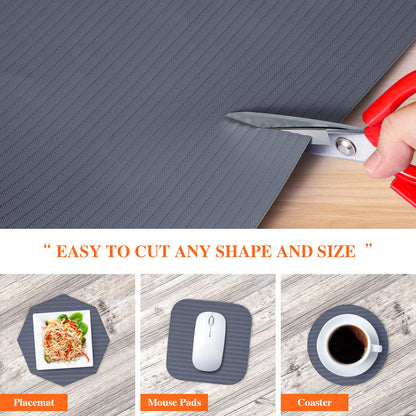 Mcrbeay Shelf Liner Non Adhesive, Washable Cabinet Liners for Shelves, Waterproof Durable Non-Slip Drawer Liners for Kitchen Cabinets, Cupboard, Pantry, Gray 12" X 20'