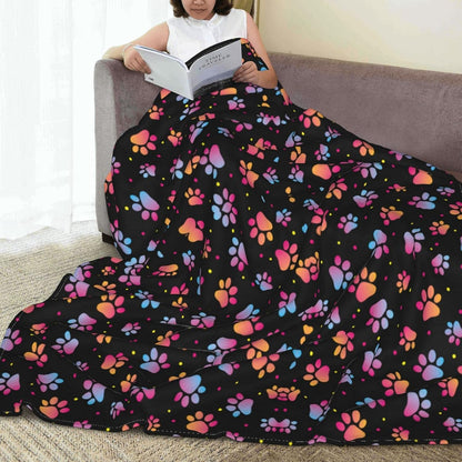50x60-Inch Cute Dog Paw Print Theme Blanket Lightweight and Compact for Easy Folding, Anti-Pill, Wrinkle-Resistant