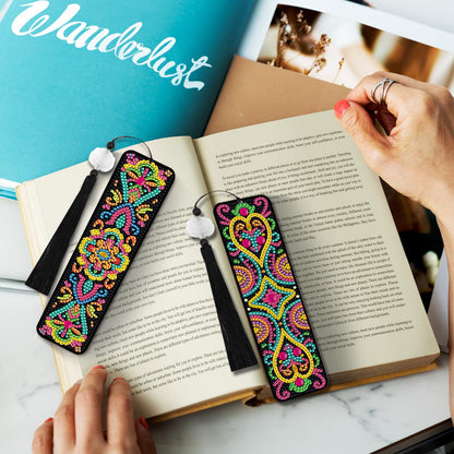 geesfayan 8 Pcs Diamond Art Bookmarks Kits for Adults with Tassel, 5D DIY Book Marks Dimond Art Paintings Gem Art,Diamond Painting Bookmarks for Book Lovers(Mandala)