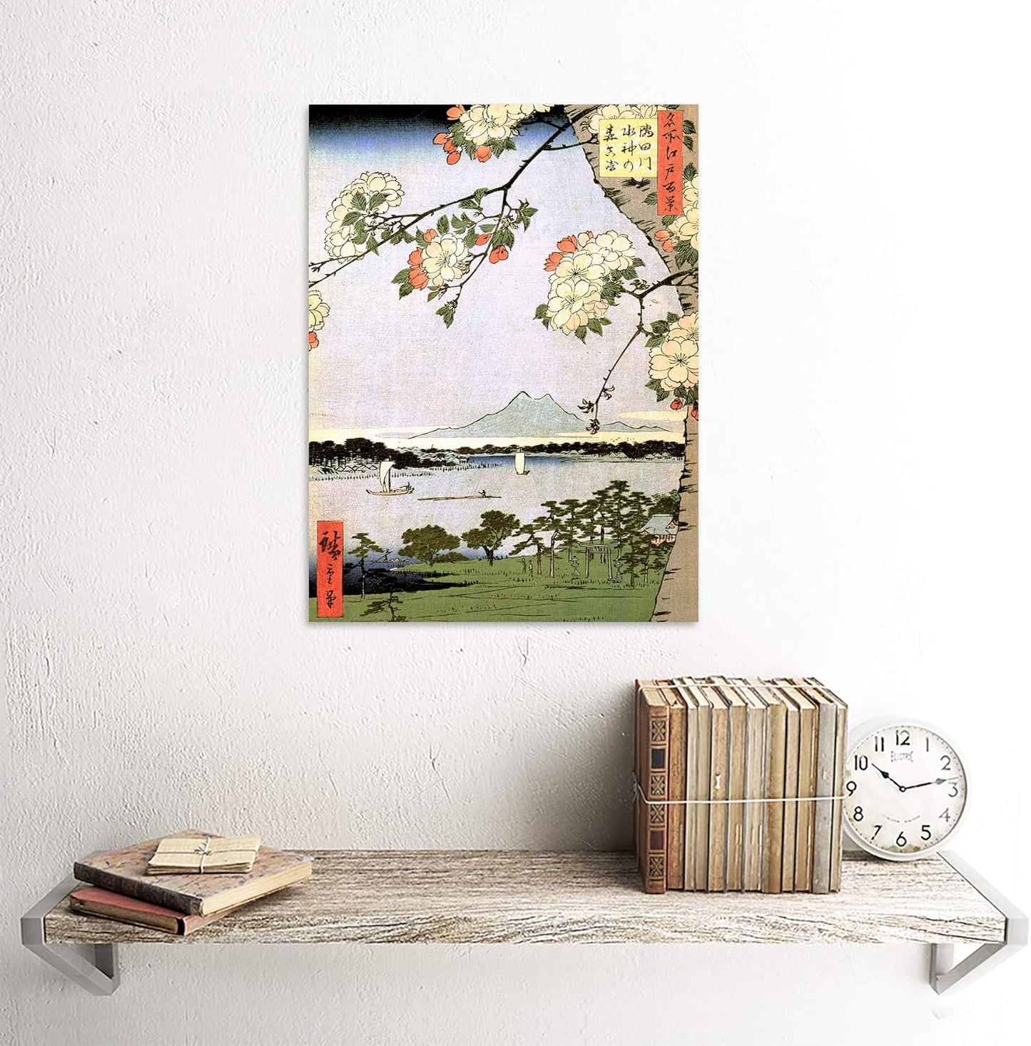Japanese Woodblock Cherry Blossom Ships ON Water Painting Art Print Poster, 30x40 CMS CC3450