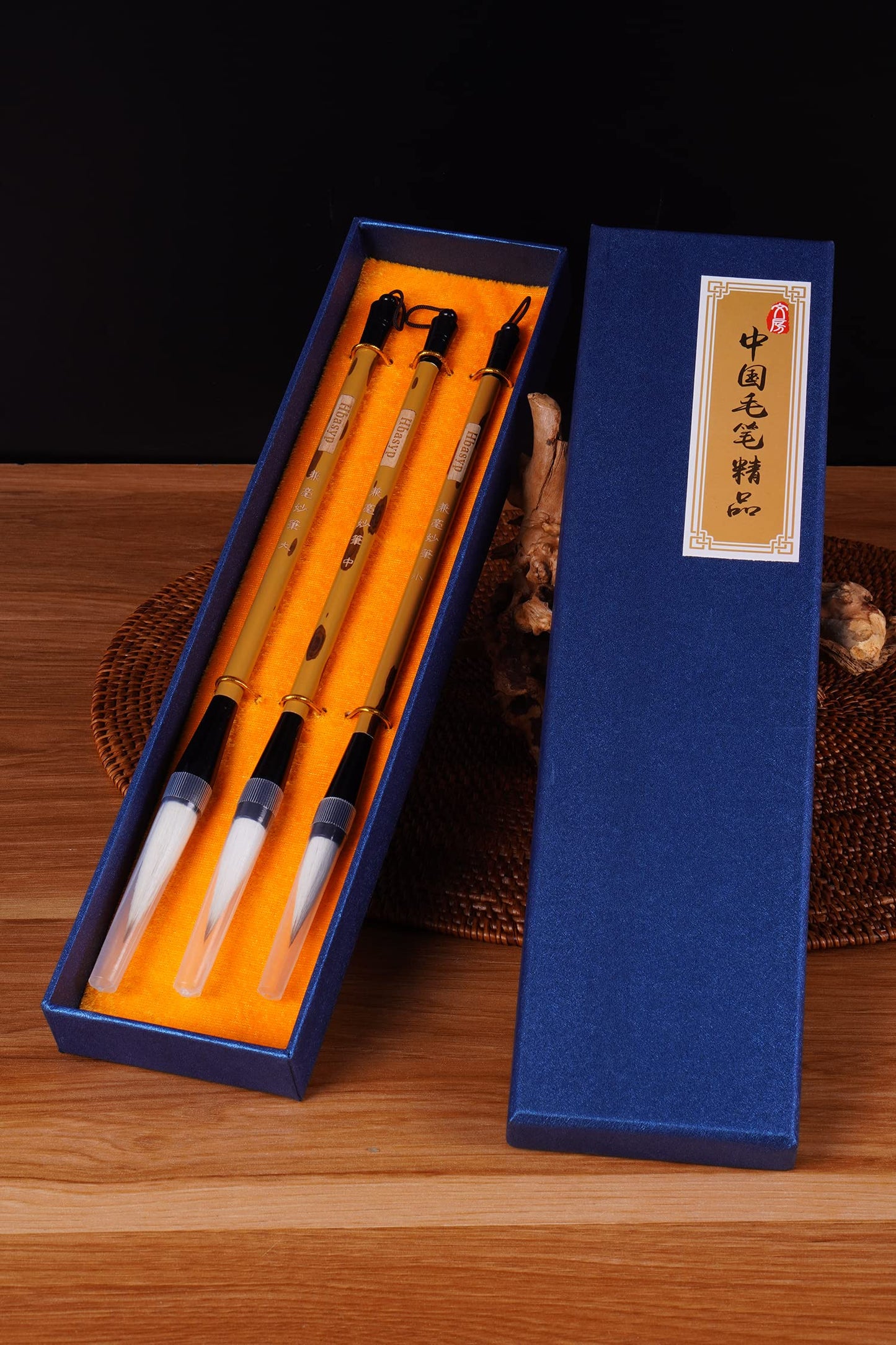 Hbasyp Chinese Traditional Calligraphy Brush/Chinese Calligraphy Watercolor Sumi Drawing Brush Wool/Painting Sumi Set((L + M + S))