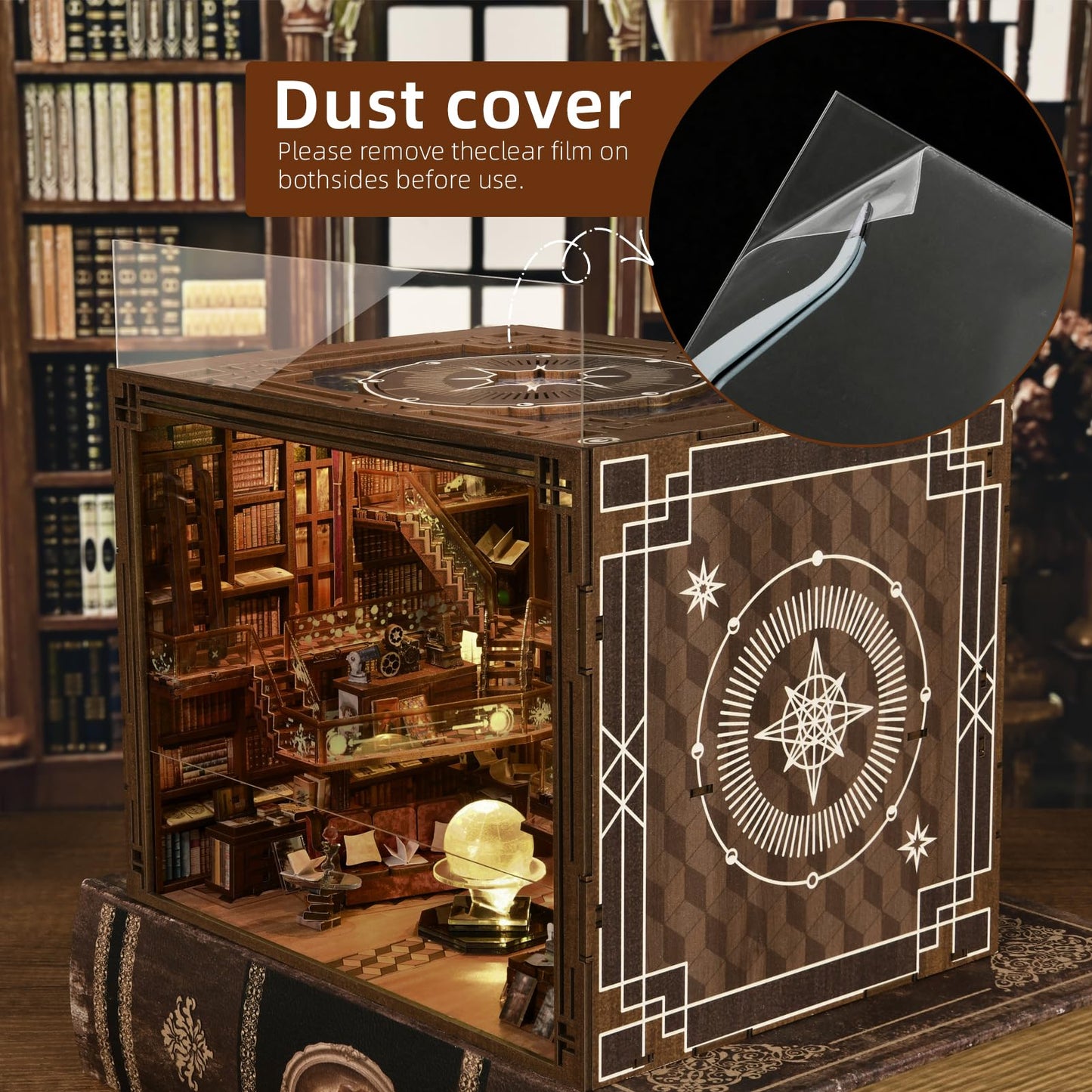 MiniCity Book Nook Kit, DIY Miniature Dollhouse Booknook Kit with Led Light and Dust Cover (Beyond Library Max)