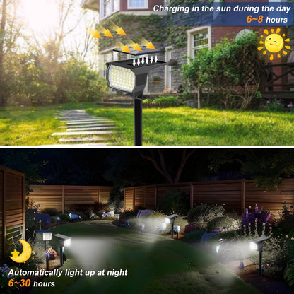 WENATY Solar Spot Lights Outdoor Waterproof IP65, 12 Pack Landscape Spotlights with 46 LEDs, 3 Modes Auto On/Off Solar Powered Flood Lights for Outside Pathway, Yard, Garden, Walkway (Cool White)