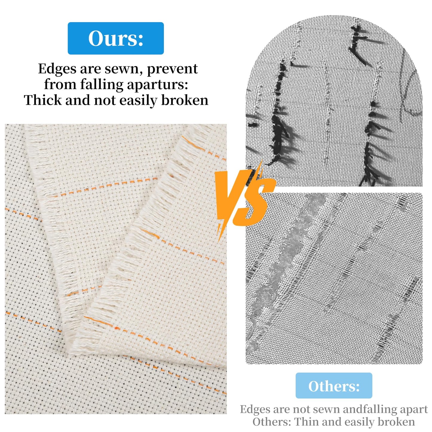 80"x60" Tufting Cloth with Marked Lines, Monks Cloth Large Overlocking Rug Tufting Fabric for Punch Needle, DIY Tuft Making