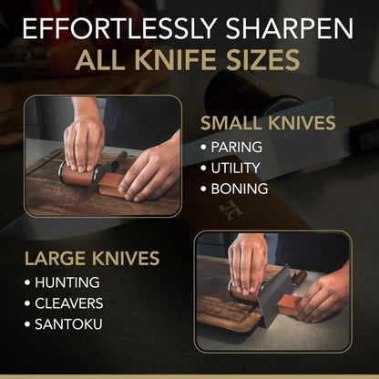 Rolling Knife Sharpener Kit – 3-Stage 400/1000/3000 Grit Discs – 15° & 20° Magnetic Angles – Replaceable Diamond & Ceramic Discs – Professional Kitchen & Chef Knife Sharpening System