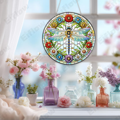 Eiflow Acrylic Diamond Art Hanging Kit for Adults, DIY Diamonds Painting Door Hanging Board Kit, Special Crystal Diamond Art Painting Pendant Ornament (Dragonfly)