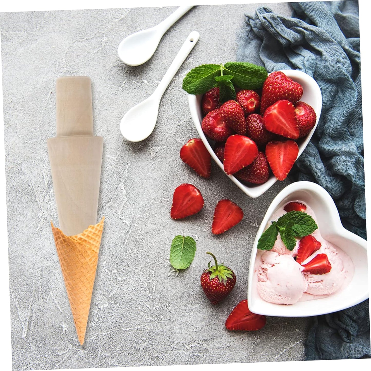 ABOOFAN 4 pcs Krumkake Waffle Cones Cream Maker Molds for Home Baking - Portable DIY Wooden Pastry Horns