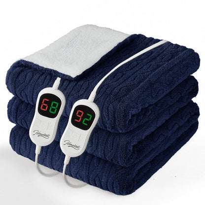 Homemate Electric Heated Blanket Twin - 62"x84" Heating Bed Blankets Throw with 10 Heating Levels 8 Hours Auto Off Fast Heating Over-Heated Protection Ultra Soft Warm Flannel ETL Certified Grey