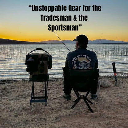 Animus Workstation Coolers -Heavy Duty 5-in-1 Cooler with Built-in Seat, Dry Drawer & Thick Insulated Walls-Lunch, Water & Gear Storage Ideal for Hunting, Fisherman & Professional Tradesman
