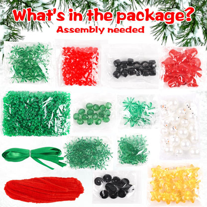 KIMOBER 36 Sets Christmas Crafts Beaded Ornament Kit,12 Wreath,12 Snowman,12 Christmas Tree Xmas Holiday Tree Decorations(Assembly Needed)