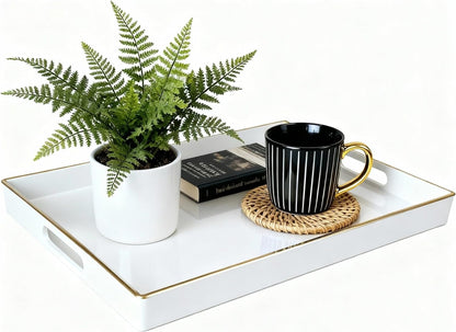 15.6 10.2 Zosenley Decorative Tray, Rectangular Plastic Tray with Handles, Modern Vanity Tray and Serving Tray
