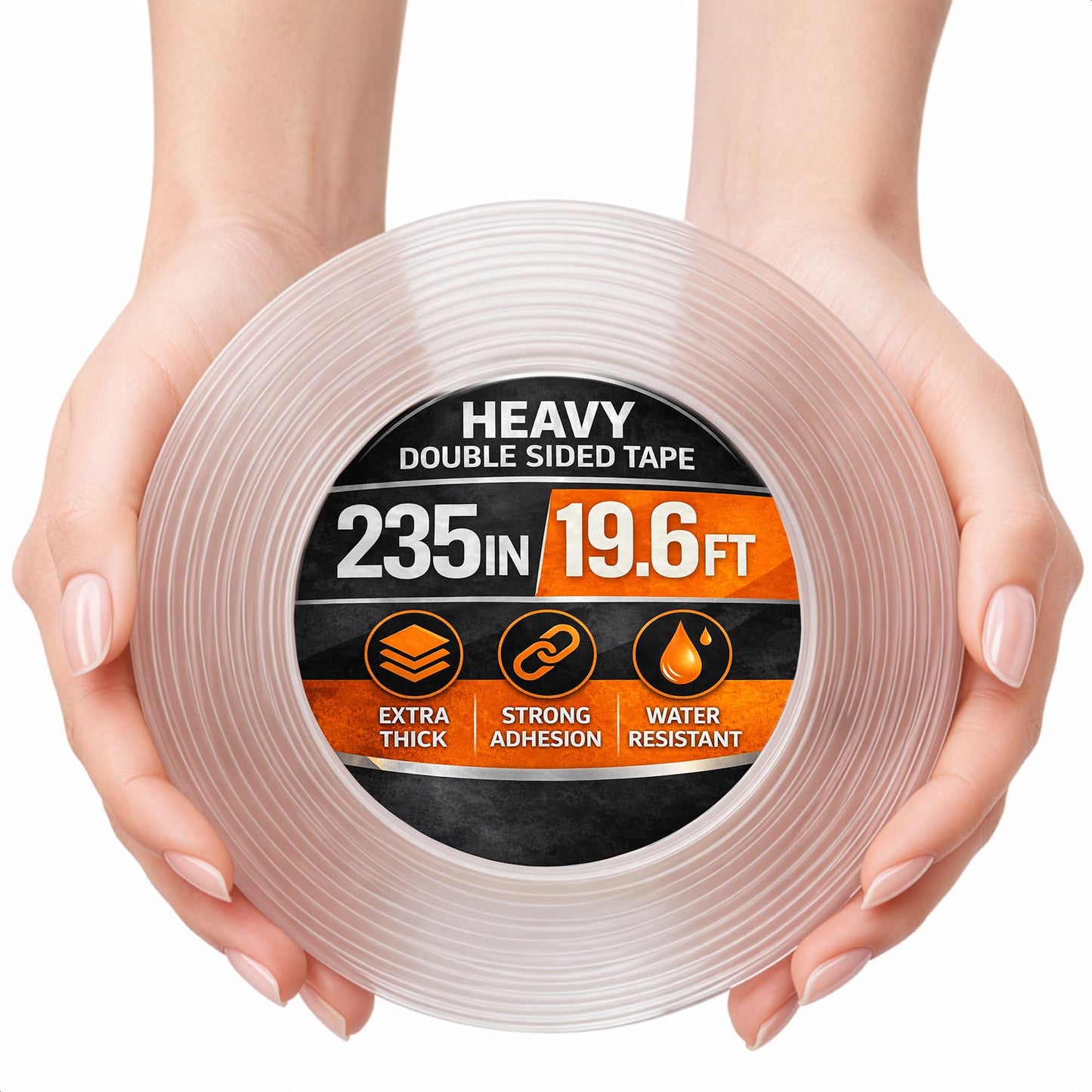 1.18" X 235" Heavy Duty Clear Double Sided Tape – Strong Double Sided Adhesive Tape – Wall Decoration, DIY, Office and Home Projects, No Tools Needed | Works on Tile, Glass, Wood, Metal, and Plastic