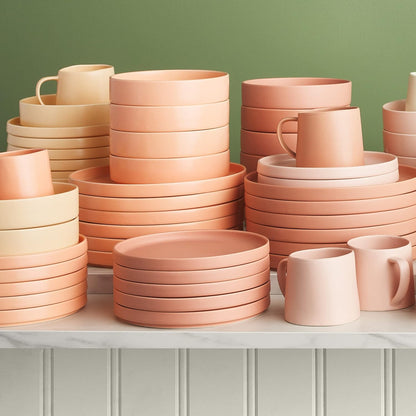 6-Piece Set, Stone Lain Stella Pasta Bowl Round, Porcelain, Peach