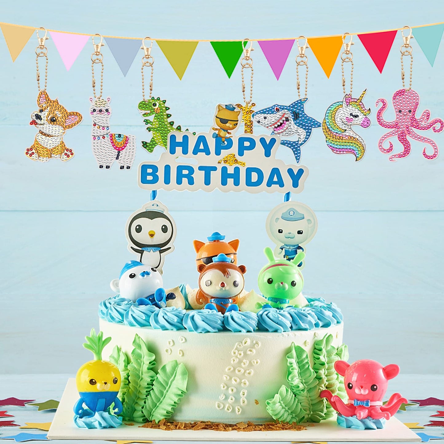Augisteen 12 PCS Diamond Painting Keychains Kit Animals Diamond Art Ornaments Double Sided 5D Diamonds Key Rings DIY Diamonds Pendants for Beginners Birthday Crafting Home Party Decor