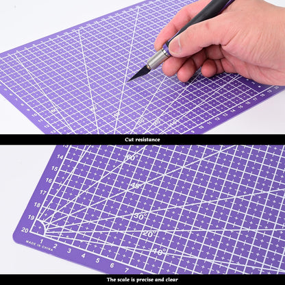 EHDIS Exacto Knife Set Utility Craft Precision Hobby Knife Tool with Cutting Mat,6 inch Vinyl Squeegee, Steel Ruler, for Sewing Crafts Hobby Fabric Precision Scrapbooking Project (Purple)