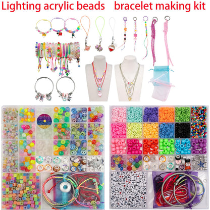 Hardy Guo Clay Beads Glow Beads Bracelet Making Kit Beads for Friendship Bracelet kit with Letter Beads Jewelry Making Set for Beginners Gifts (Pandora - Two-in-One)