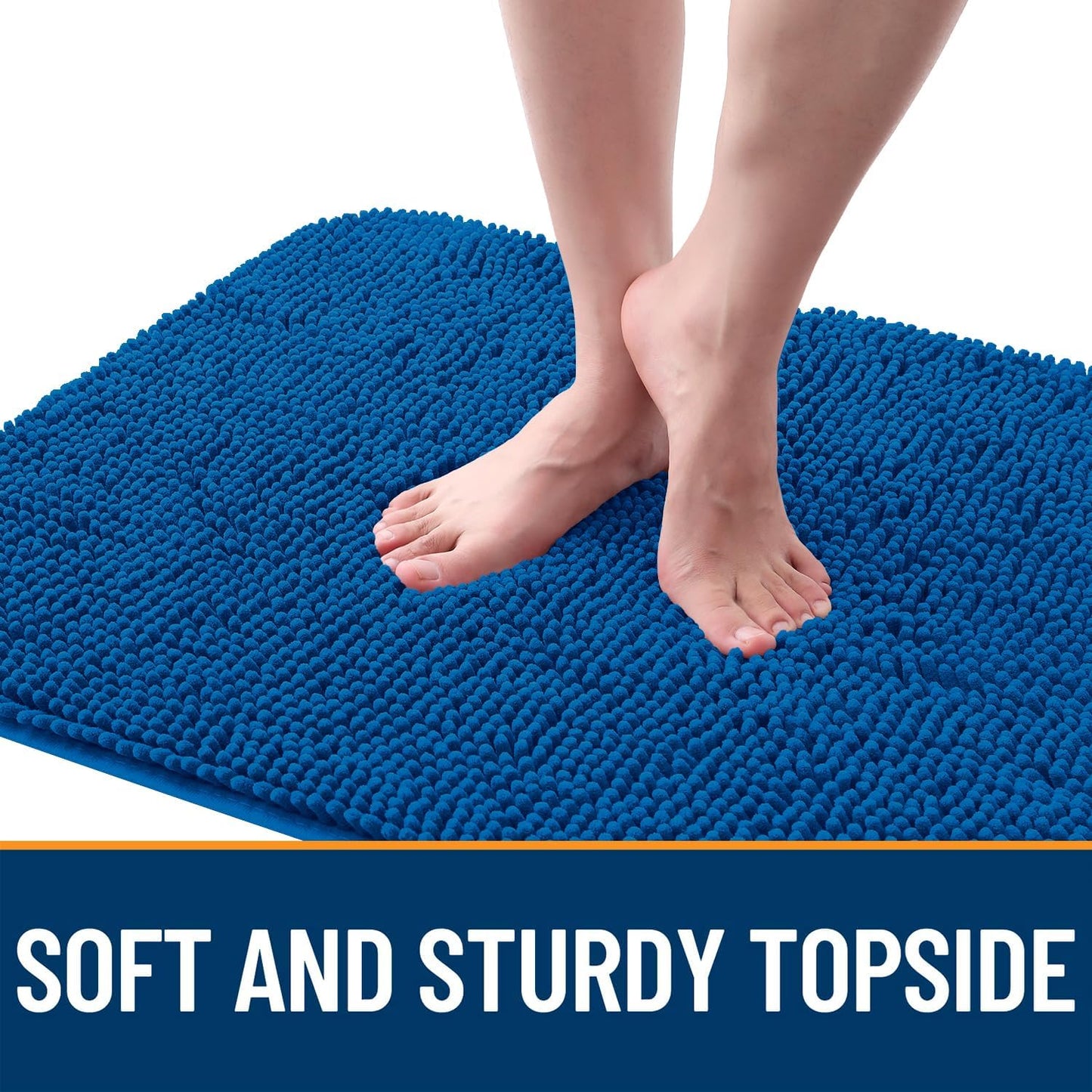 OLANLY Dog Door Mat - Absorbent Non-Slip Washable Doormat for Muddy Paws | 30x17 Deep Navy Blue