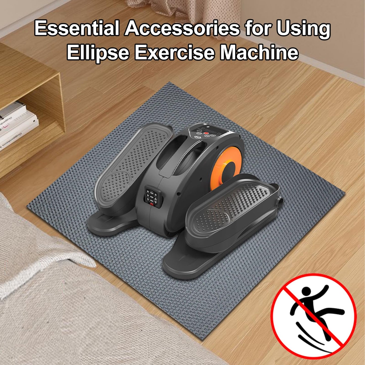 Non-Slip Mat for Ellipse Leg Exerciser Machine, Apply to Under Desk Elliptical Peddler While Sitting, Perfect for Electric Seated Foot Pedal Exerciser, Enhanced Stability & Floor Protection
