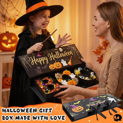 Halloween Candy Gift Box, BOO Letter Shaped DIY Fillable with Ribbon Raffia
