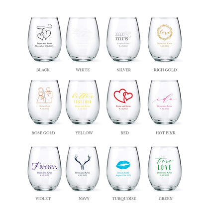 WEDDINGSTAR Personalized Small Stemless Wine Glass 9oz - 108 pack
