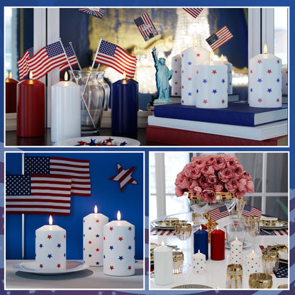AFINETH Patriotic Red White and Blue Star Candles, Real Wax 4th of July Led Candles, Flickering Flameless Candles with Remote, Memorial Day Flameless Pillar Candles for Patriotic Holiday Decor