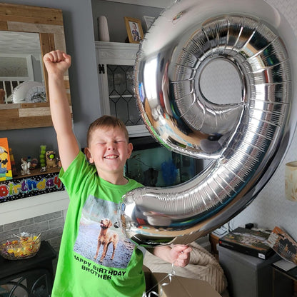 Silver 9 Balloon - 40 Inch Giant Number Balloon for 9th Birthday Decorations | Perfect for Boys & Girls