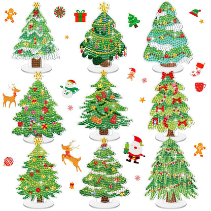 DoubleFill 9 Pcs Luminous Christmas Diamond Painting Tabletop Decor Double Sided Xmas Diamond Art Kits for Adults Glow in the Dark Christmas Centerpieces for Table Desktop DIY Crafts
