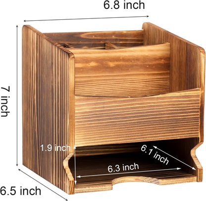 yarlung Wooden Utensil Caddy - Flatware Holder with 5 Compartments, Kitchen Silverware Organizer for Party, Dining