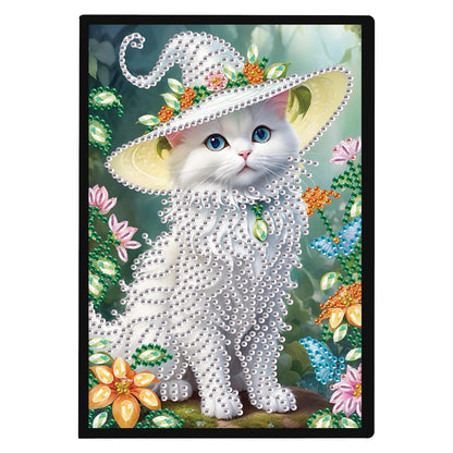 JZHYOAN Diamond Art Blank Note Book 5D Diamond Painting Notebook Kits for Adult DIY Cat Special Shape Art Dairy Travel Drawing Message Journal Sketchbook Mosaic Kit for Office Work
