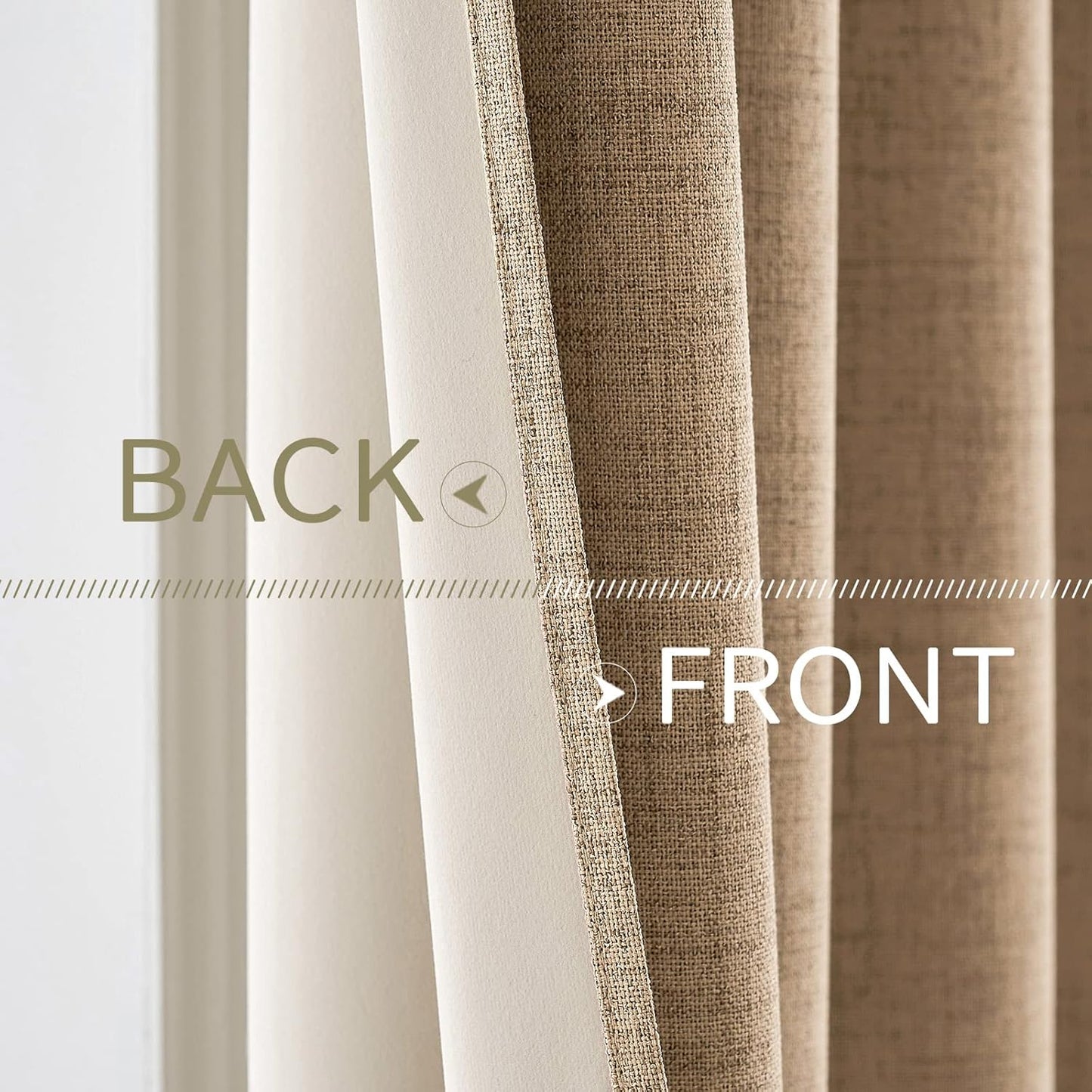 MIULEE 100% Blackout Linen Textured Curtains - Thermal Insulated Copper Brown Drapes | 42 x 63 Inch (2 Panels)