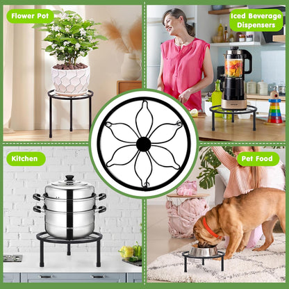 Set 5, VECELO Metal Plant Stands of Multiple Heavy Duty Flower Pot Stand, Round Plant Holder, Black