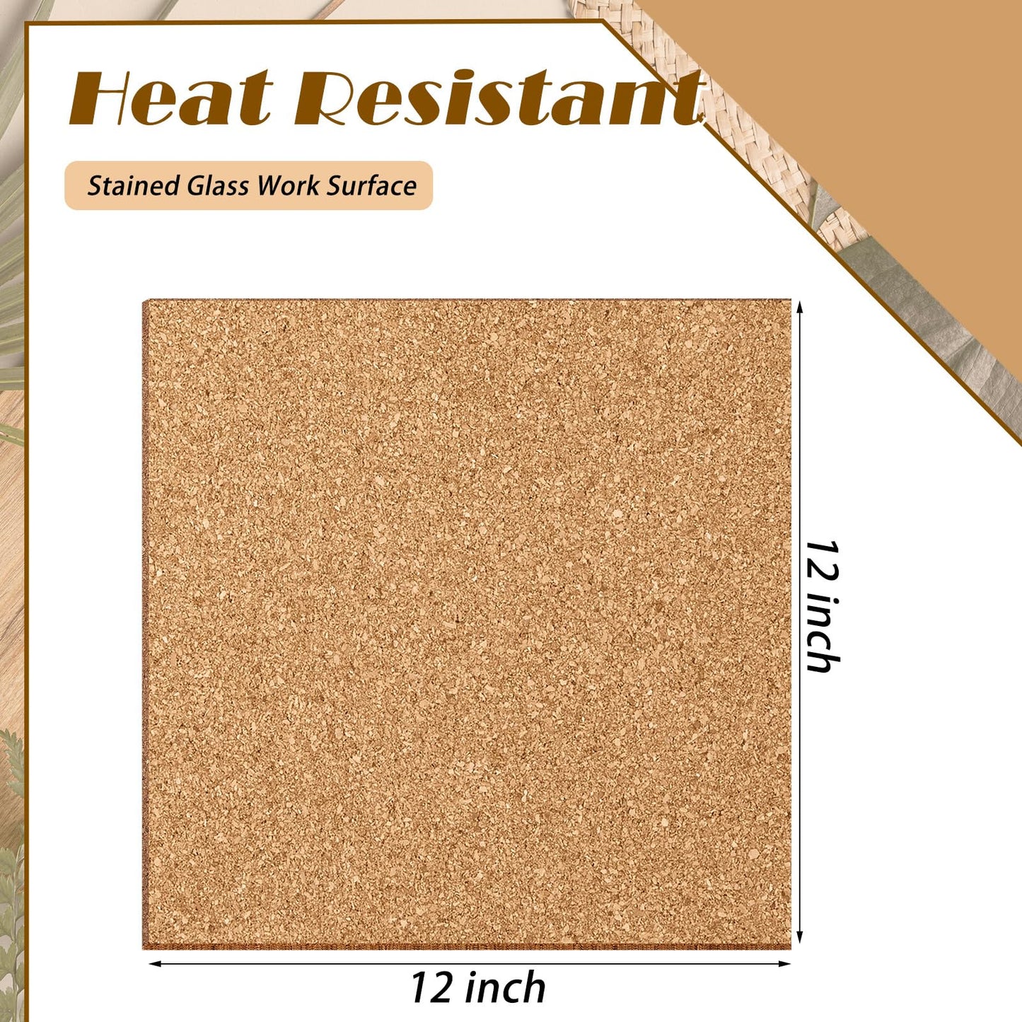 Juexica 4 Pcs 12" x 12" Heat Resistant Stained Glass Work Surface, 1/2" Thick Stained Glass Tools to Protect Table and Countertops for Handwork Beginners
