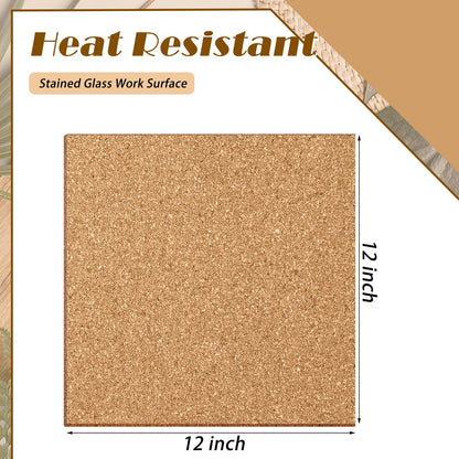 Juexica 4 Pcs 12" x 12" Heat Resistant Stained Glass Work Surface, 1/2" Thick Stained Glass Tools to Protect Table and Countertops for Handwork Beginners