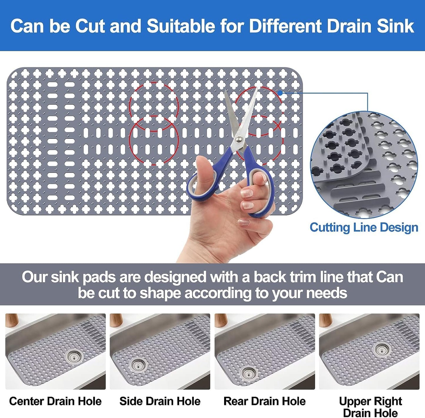 ARLBA Upgraded Silicone Sink Mat 28"x14" Sink Protectors for Kitchen Sink with Rear Drain/Center Drain,Sink Rack for Bottom of Sink, Kitchen Sink Mats for Bottom of Stainless Steel/Porcelain Sink