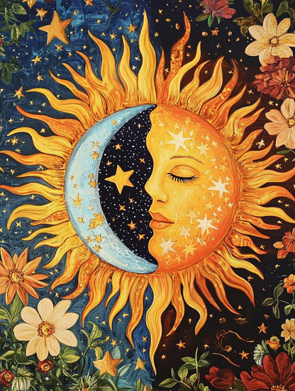 WUSARPLY Sun and Moon Diamond Painting Kits for Adults, Star Diamond Art Kits Full Drill Diamond Dots Paint with Diamonds Gem Arts and Crafts for Beginner Home Wall Decor