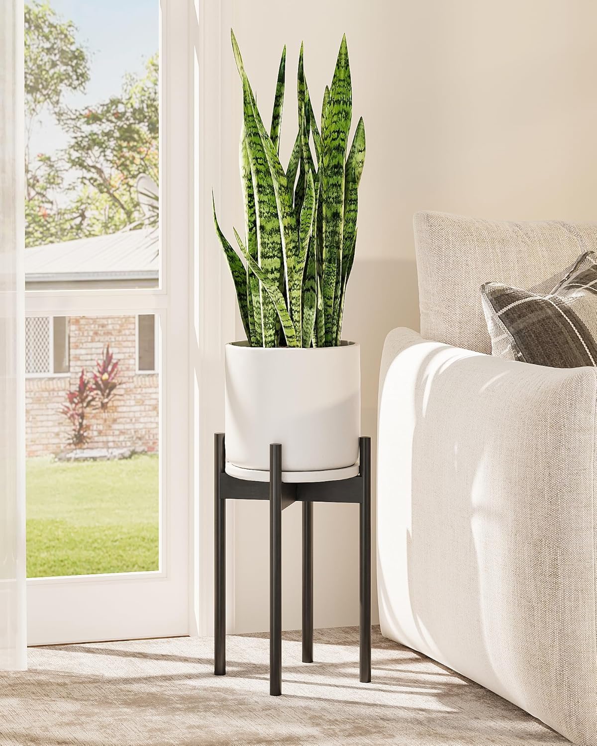 8 9 10 11 12 Inches, GENTINGBRO Adjustable Plant Stand Indoor, Bamboo Plant Stand Fits Small Corner Planter Holder