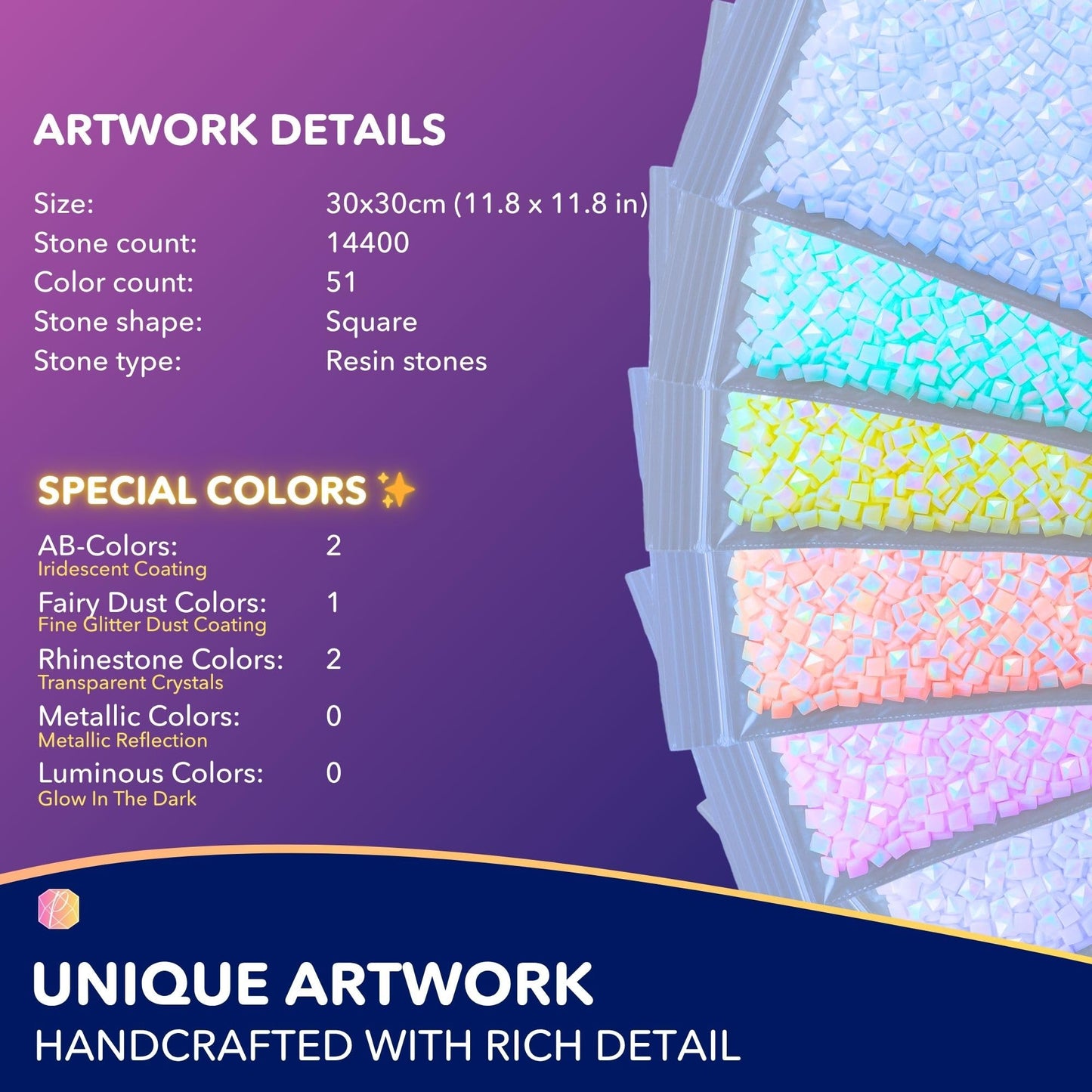 Picmondoo Diamond Painting Book Owl 30x30 cm – DIY Diamond Painting for Children & Adults – with AB Stones, Rhinestones & Fairy Dust Paint – Complete Set with Accessories & Artist Canvas