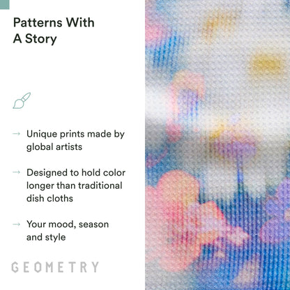GEOMETRY Kitchen Dish Cloths - Spring & Summer Collection - Premium Dishcloths with Geoweave - Absorbent & Fast Drying Kitchen Towels - Soft Floral, 10" x 10" - 3-Pack