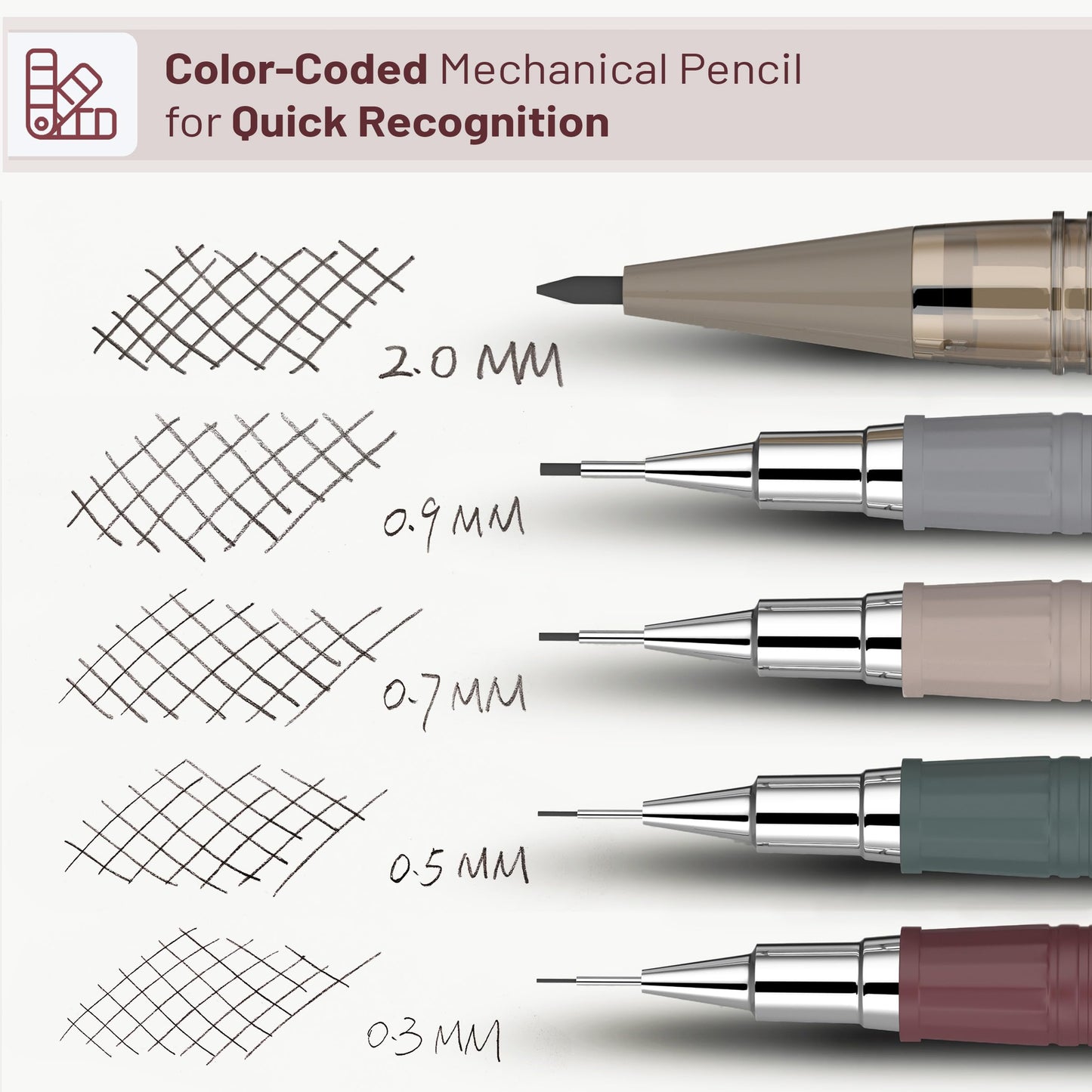 Mr. Pen- Mechanical Pencil Set with Leads and Eraser Refills, 5 Sizes - 0.3, 0.5, 0.7, 0.9 and 2 Millimeters, for Drafting, Drawing and Sketching, Back to School Supplies