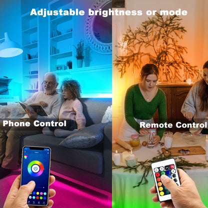 dalattin Smart WiFi Led Lights 130ft, Work with Alexa Google Assistant, APP Voice Remote Control Led Strip Lights RGB Color Changing Music Sync Led Lights for Bedroom Valentine (2 Rolls of 65.6ft)